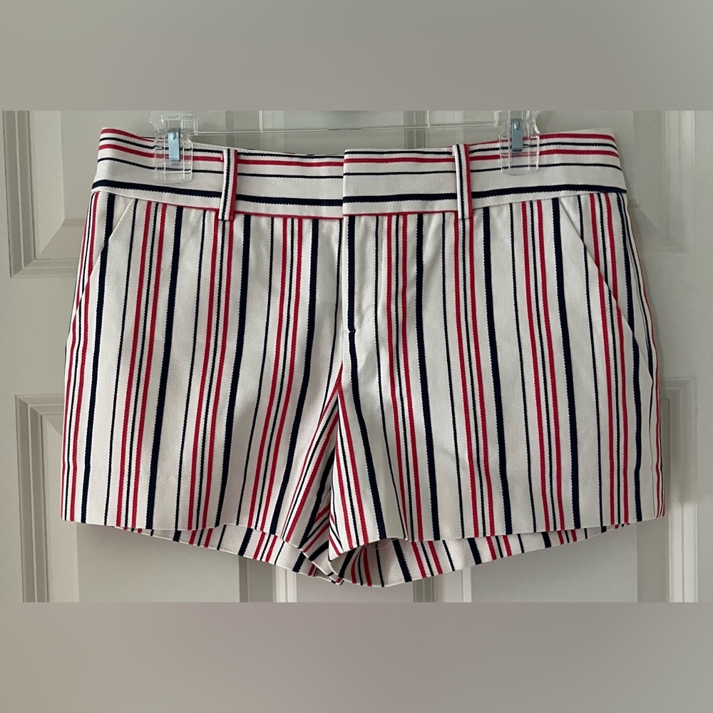 - Women’s Club Monaco cream/red/blue striped shorts, size 4 nautical preppy
